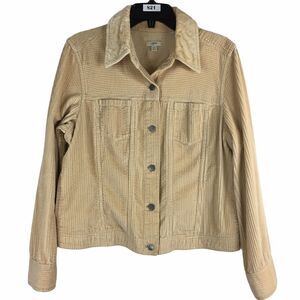 J. Jill Beige Corduroy Jacket Velour Collar Medium‎